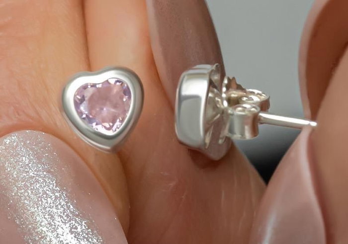 Heliophilia Silver NRZ999500 Pendientes de Plata de Ley 925 con Circonita Rosa y Baño de Rodio